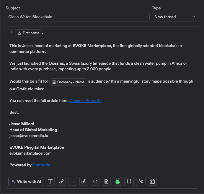 Newsletter campaign screenshot